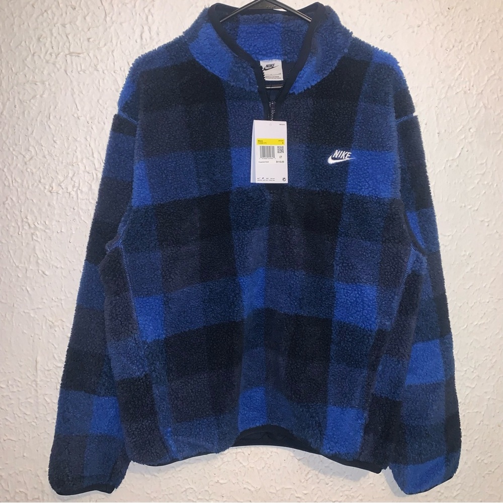 Nike Club Fleece Winterized Half-Zip Pullover Mens Small Blue FZ0896-475 NWT